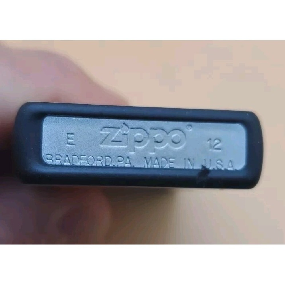 Zippo Lighter With A Off-road Racer Medallion Silver And Black,  Preowned - Picture 4 of 5
